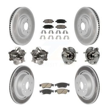 Front Rear Hub Bearings Coated Disc Brake Rotors And Pads Kit (10Pc) For INFINITI G35 Q60 KBB-128711