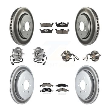 Front Rear Hub Bearing Coated Brake Rotor Pads Kit (10Pc) For Ford Expedition Lincoln RWD KBB-128712