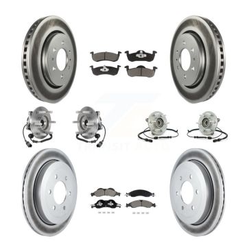 Front Rear Hub Bearing Coated Disc Brake Rotor Pad Kit (10Pc) For Ford Expedition Lincoln KBB-128713