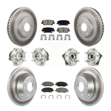Front Rear Hub Bearing Coated Disc Brake Rotor And Pad Kit (10Pc) For Hyundai Santa Fe XL KBB-128728