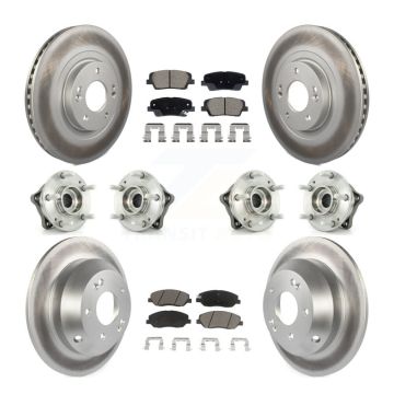 Front Rear Hub Bearing Coated Disc Brake Rotor And Pad Kit (10Pc) For Hyundai Santa Fe XL KBB-128729