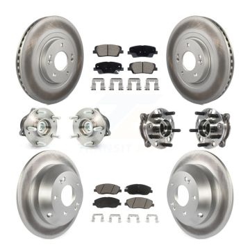 Front Rear Hub Bearing Coated Disc Brake Rotor And Pad Kit (10Pc) For Hyundai Santa Fe XL KBB-128730