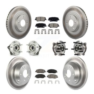 Front Rear Hub Bearing Coated Disc Brake Rotor And Pad Kit (10Pc) For Hyundai Santa Fe XL KBB-128731