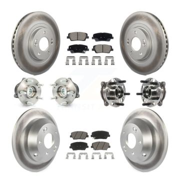 Front Rear Hub Bearing Coated Disc Brake Rotor Pads Kit (10Pc) For Hyundai Santa Fe Sport KBB-128734