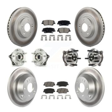 Front Rear Hub Bearing Coated Disc Brake Rotor Pads Kit (10Pc) For Hyundai Santa Fe Sport KBB-128735