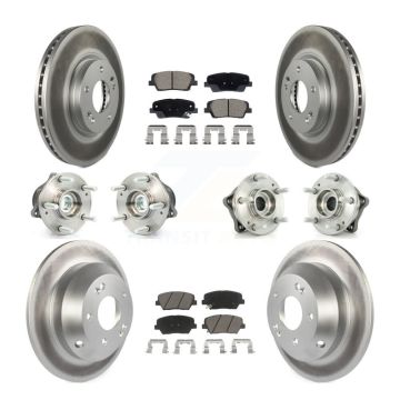 Front Rear Hub Bearing Coated Brake Rotor Pad Kit (10Pc) For Hyundai Santa Fe Kia Sorento KBB-128736