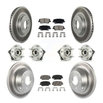Front Rear Hub Bearing Coated Brake Rotor Pad Kit (10Pc) For Hyundai Santa Fe Kia Sorento KBB-128737