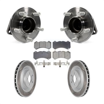 Front Hub Bearing Assembly Coated Disc Brake Rotor & Pad Kit For Dodge Challenger Charger KBB-128750