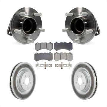 Front Hub Bearing Assembly Coated Disc Brake Rotor & Pad Kit For Dodge Challenger Charger KBB-128751
