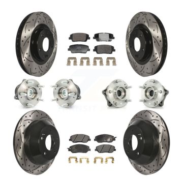 Front Rear Hub Bearing Coated Disc Brake Rotor And Pad Kit (10Pc) For Hyundai Santa Fe XL KBB-128803