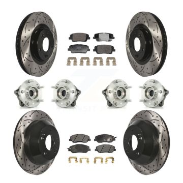 Front Rear Hub Bearing Coated Disc Brake Rotor And Pad Kit (10Pc) For Hyundai Santa Fe XL KBB-128804