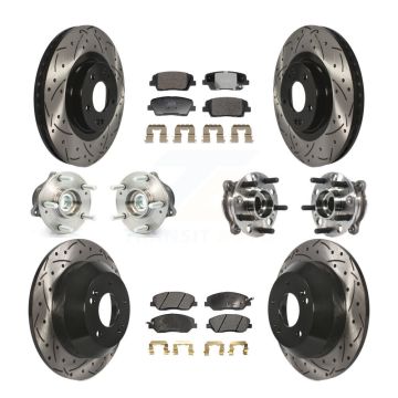 Front Rear Hub Bearing Coated Disc Brake Rotor And Pad Kit (10Pc) For Hyundai Santa Fe XL KBB-128805