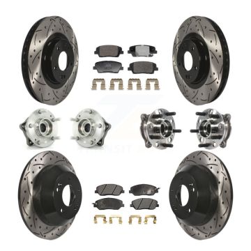 Front Rear Hub Bearing Coated Disc Brake Rotor And Pad Kit (10Pc) For Hyundai Santa Fe XL KBB-128806