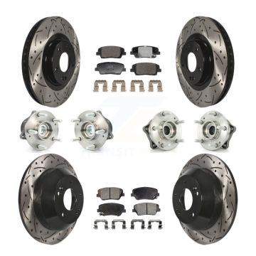 Front Rear Hub Bearing Coated Brake Rotor & Pad Kit (10Pc) For Hyundai Santa Fe Sport Kia KBB-128807
