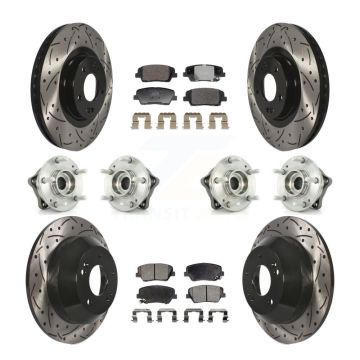 Front Rear Hub Bearing Coated Brake Rotor & Pad Kit (10Pc) For Hyundai Santa Fe Sport Kia KBB-128808