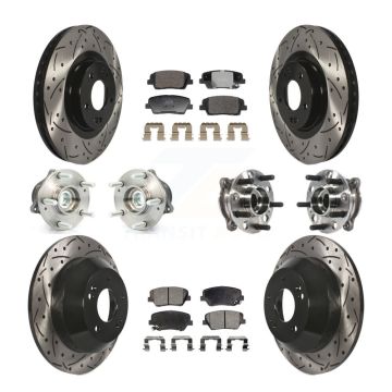 Front Rear Hub Bearing Coated Disc Brake Rotor Pads Kit (10Pc) For Hyundai Santa Fe Sport KBB-128809