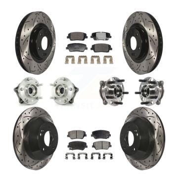 Front Rear Hub Bearing Coated Disc Brake Rotor Pads Kit (10Pc) For Hyundai Santa Fe Sport KBB-128810
