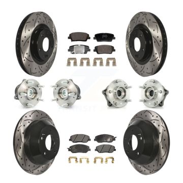 Front Rear Hub Bearing Coated Disc Brake Rotor And Pad Kit (10Pc) For Hyundai Santa Fe XL KBB-128834