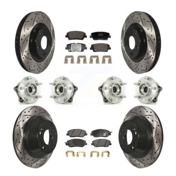 Front Rear Hub Bearing Coated Disc Brake Rotor And Pad Kit (10Pc) For Hyundai Santa Fe XL KBB-128835