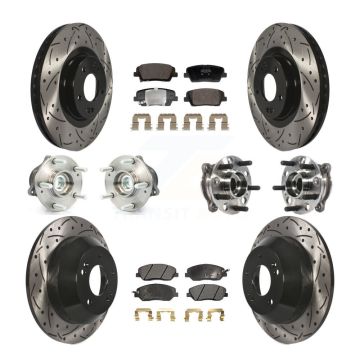 Front Rear Hub Bearing Coated Disc Brake Rotor And Pad Kit (10Pc) For Hyundai Santa Fe XL KBB-128836