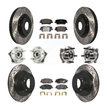 Front Rear Hub Bearing Coated Disc Brake Rotor And Pad Kit (10Pc) For Hyundai Santa Fe XL KBB-128837