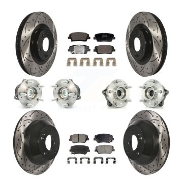 Front Rear Hub Bearing Coated Brake Rotor & Pad Kit (10Pc) For Hyundai Santa Fe Sport Kia KBB-128838