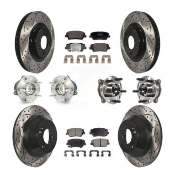 Front Rear Hub Bearing Coated Disc Brake Rotor Pads Kit (10Pc) For Hyundai Santa Fe Sport KBB-128840
