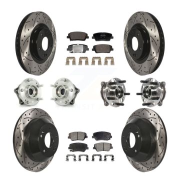 Front Rear Hub Bearing Coated Disc Brake Rotor Pads Kit (10Pc) For Hyundai Santa Fe Sport KBB-128841