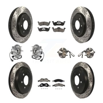 Front Rear Hub Bearing Coated Brake Rotor Pads Kit (10Pc) For Ford Expedition Lincoln RWD KBB-128845