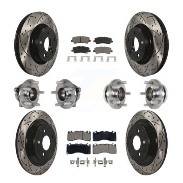 Front Rear Hub Bearing Coat Brake Rotor Pad Kit (10Pc) For 2015 Ford Mustang V6 with 3.7L KBB-128848
