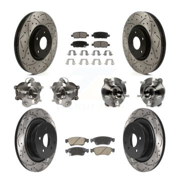 Front Rear Hub Bearings Coated Disc Brake Rotors And Pads Kit (10Pc) For INFINITI G35 Q60 KBB-128861