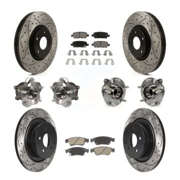 Front Rear Hub Bearings Coated Disc Brake Rotors And Pads Kit (10Pc) For INFINITI G35 Q60 KBB-128862