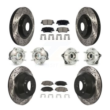 Front Rear Hub Bearing Coated Disc Brake Rotor And Pad Kit (10Pc) For Hyundai Santa Fe XL KBB-128869