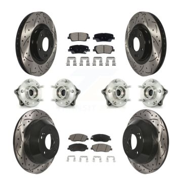 Front Rear Hub Bearing Coated Disc Brake Rotor And Pad Kit (10Pc) For Hyundai Santa Fe XL KBB-128870