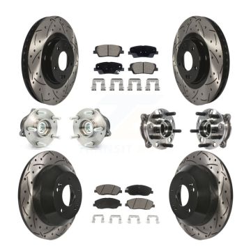Front Rear Hub Bearing Coated Disc Brake Rotor And Pad Kit (10Pc) For Hyundai Santa Fe XL KBB-128871