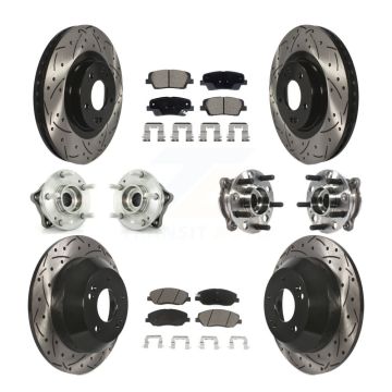 Front Rear Hub Bearing Coated Disc Brake Rotor And Pad Kit (10Pc) For Hyundai Santa Fe XL KBB-128872