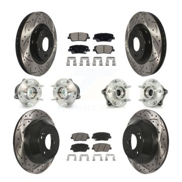 Front Rear Hub Bearing Coated Brake Rotor & Pad Kit (10Pc) For Hyundai Santa Fe Sport Kia KBB-128873