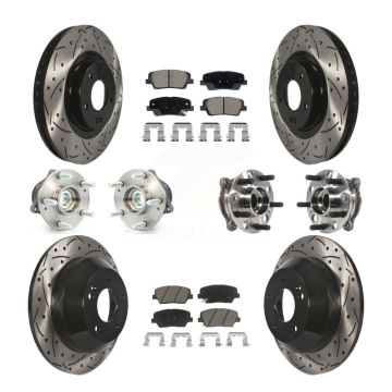 Front Rear Hub Bearing Coated Disc Brake Rotor Pads Kit (10Pc) For Hyundai Santa Fe Sport KBB-128875
