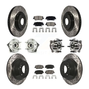 Front Rear Hub Bearing Coated Disc Brake Rotor Pads Kit (10Pc) For Hyundai Santa Fe Sport KBB-128876