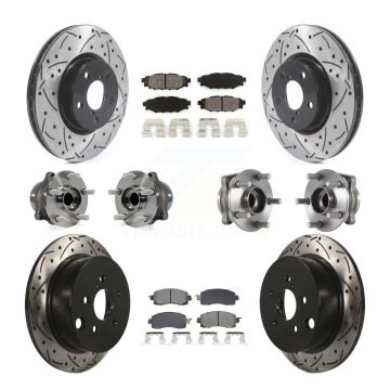 Front Rear Hub Bearings Coated Disc Brake Rotors And Pads Kit (10Pc) For Subaru Impreza KBB-128883