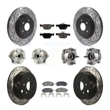 Front Rear Hub Bearings Coated Disc Brake Rotors And Pads Kit (10Pc) For Subaru Crosstrek KBB-128885