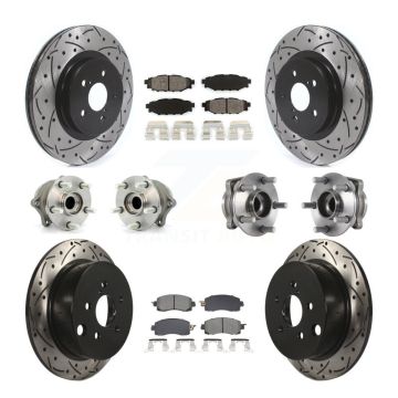 Front Rear Hub Bearings Coated Disc Brake Rotors And Pads Kit (10Pc) For Subaru Crosstrek KBB-128887