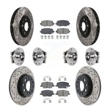 Front Rear Hub Bearing Coated Disc Brake Rotor Pad Kit (10Pc) For Jeep Renegade Fiat 500X KBB-128889