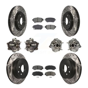 Front Rear Hub Bearing Coat Brake Rotor Pads Kit (10Pc) For Nissan Rogue Sport S with AWD KBB-128891