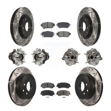 Front Rear Hub Bearing Coat Brake Rotor Pads Kit (10Pc) For Nissan Rogue Sport S with FWD KBB-128892