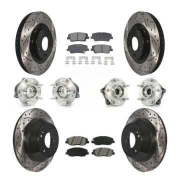 Front Rear Hub Bearing Coated Disc Brake Rotor And Pad Kit (10Pc) For Hyundai Santa Fe XL KBB-128893