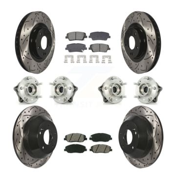 Front Rear Hub Bearing Coated Disc Brake Rotor And Pad Kit (10Pc) For Hyundai Santa Fe XL KBB-128894