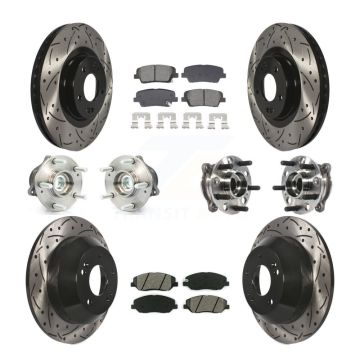 Front Rear Hub Bearing Coated Disc Brake Rotor And Pad Kit (10Pc) For Hyundai Santa Fe XL KBB-128895