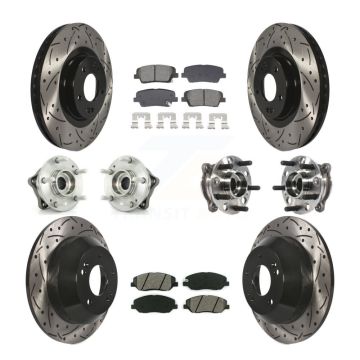 Front Rear Hub Bearing Coated Disc Brake Rotor And Pad Kit (10Pc) For Hyundai Santa Fe XL KBB-128896