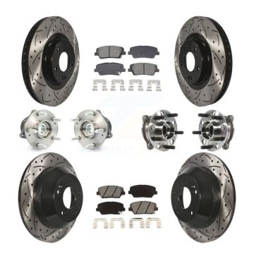 Front Rear Hub Bearing Coated Disc Brake Rotor Pads Kit (10Pc) For Hyundai Santa Fe Sport KBB-128900